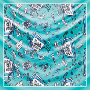 khăn bandana lụa silk họa tiết Graffiti - Music - mã 08 47 khăn bandana lụa silk họa tiết Graffiti - Music - mã 08 46