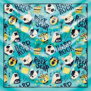 khăn bandana lụa silk họa tiết Graffiti - Music - mã 10 46