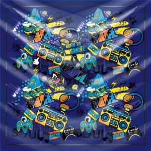 khăn bandana lụa silk họa tiết Graffiti - Music - mã 11 48