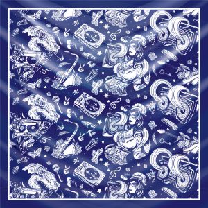 khăn bandana lụa silk họa tiết Graffiti - Music - mã 03 48