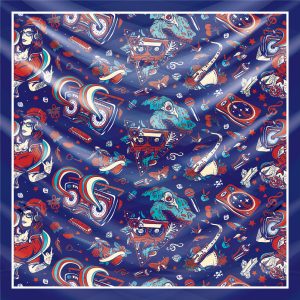 khăn bandana lụa silk họa tiết Graffiti - Music - mã 04 49 khăn bandana lụa silk họa tiết Graffiti - Music - mã 04 48
