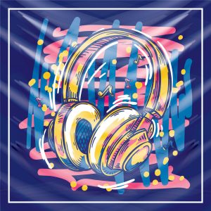 khăn bandana lụa silk họa tiết Graffiti - Music - mã 07 49 khăn bandana lụa silk họa tiết Graffiti - Music - mã 07 48