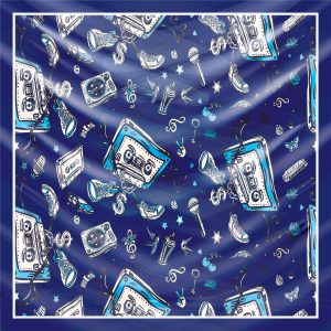 khăn bandana lụa silk họa tiết Graffiti - Music - mã 08 49 khăn bandana lụa silk họa tiết Graffiti - Music - mã 08 48