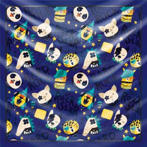 khăn bandana lụa silk họa tiết Graffiti - Music - mã 10 48